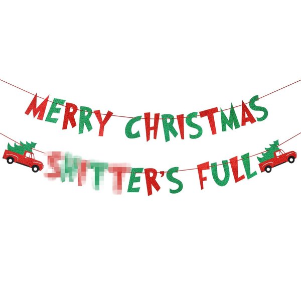 Merry Christmas Full Banner Red and Green, Funny Christmas Vacation Party Banner, Ugly Christmas Sweater Party Banner, Griswold Funny Christmas Holiday Party Decorations