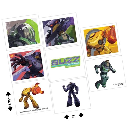 Lightyear Plastic Tattoos - 2" x 1.75" (Pack Of 8) - Assorted Multicolor Temporary Tattoos For Kids & Adults