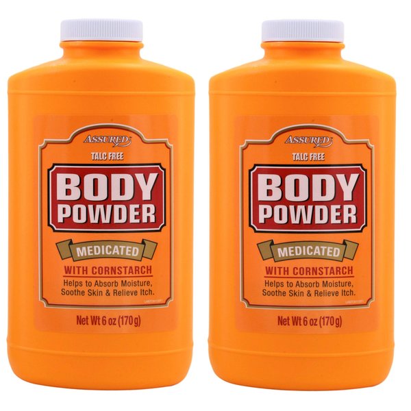 Assured Medicated Body Powder, 6 Ounce Pack of 2