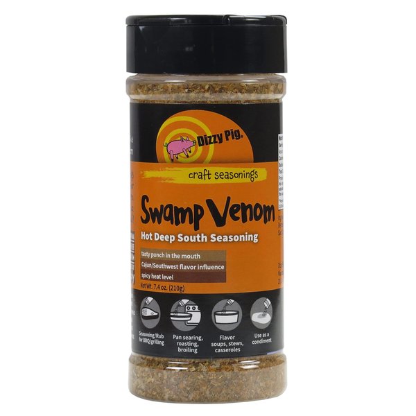 Dizzy Pig Swamp Venom Hot Deep South Seasoning Rub (8oz Shaker)