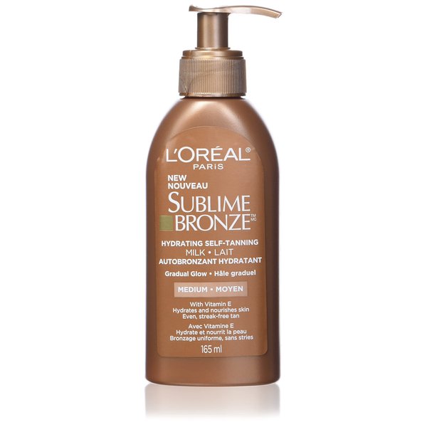 L'Oreal Paris Skincare Sublime Bronze Hydrating Sunless-Tanning Milk Medium, Sunless tanning lotion, 5.5 fl. oz.