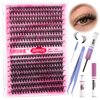 URNNE DIY Eyelash Extension Kit, 30D 40D Lash Clusters Kit, 320pcs Individual Eyelash Clusters with Bond and Seal Lash Glue, Lash Remover, Tweezers for Beginners At Home 9-16mm MIX