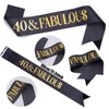 Black Gold "40 & Fabulous"Sash & Rhinestone Tiara Set, 40th Birthday Gifts for Women, Birthday Sash/Tiara for Women's 40th Birthday Party Decoration (Black 40th)