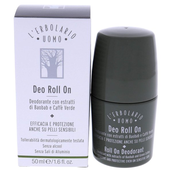 L'Erbolario Baobab And Green Coffee Roll-On Deodorant - Highly Effective Formula - Offers All Day Freshness - Provides Protection And Softens Underarm Skin - Prevents Unpleasant Odors - 1.6 Oz