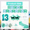 13th Birthday Decorations for Girls,Glitter 13th Birthday Cake Topper&sash,Happy Birthday Banner,Teal 13th birthday Balloons and Foil Balloons and 13th Birthday Crown-Teal Birthday Decor