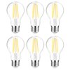 Ascher 60 Watt Equivalent, E26 LED Filament Light Bulbs, Daylight White 4000K, Non-Dimmable, Classic Clear Glass, A19 Light Bulb with 80+ CRI, 6-Pack