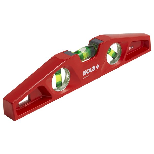 SOLA LSTFM Aluminum Die-Cast Magnetic Torpedo Level with 3 60% Magnified Vials, 10-Inch, Red