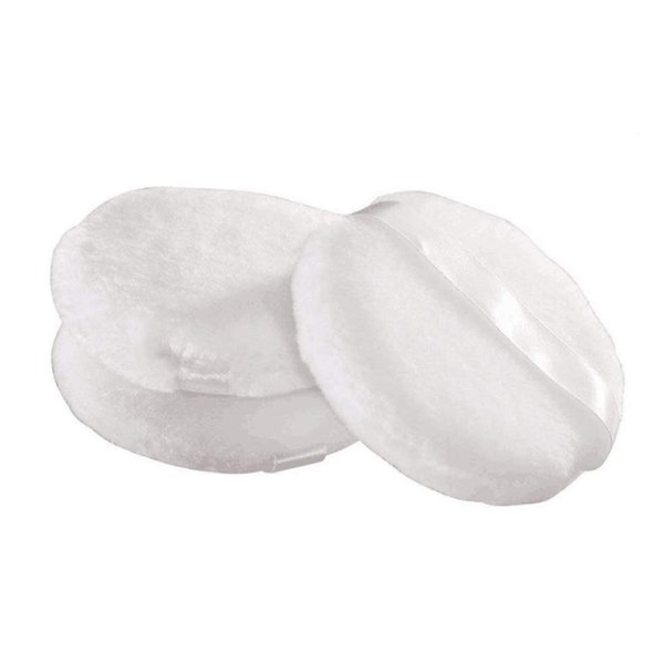 3PCS Women Lady Girls White Super Soft Plush Round Velour Loose Powder Puff with Ribbon Skin Care Facial Makeup Cosmetic Powder Puff - 3.15" Diameter