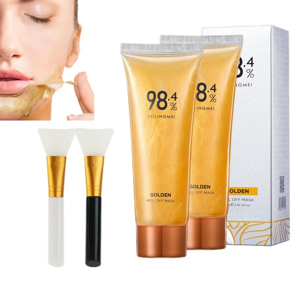 NOUSEG 2PCS Gold Foil Peel Off Mask - Peel Off Face Mask - 98.4% Gold Mask - gold face Mask - Blackhead Remover Mask And Deeply Cleans Moisturizing