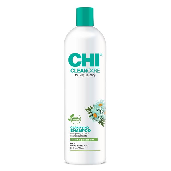 CHI CleanCare Clarifying Shampoo, Deeply Cleanses Hair & Scalp to Remove Build Up, Purify & Restore Moisture, Sulfate, Paraben, & Cruelty-Free, 25 Oz