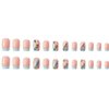 Foccna 24pcs Pink Fake Nails Square French Tip Press on Nails Medium Glossy Blue False Nail Tips Artificial Finger Manicure for Women