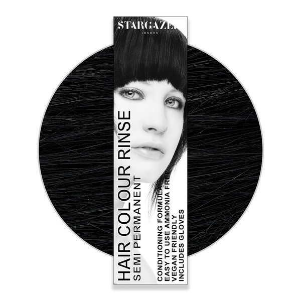 StarGazer Semi Permanent Hair Color - PITCH BLACK - Amonia Free Hair Dye Includes Gloves