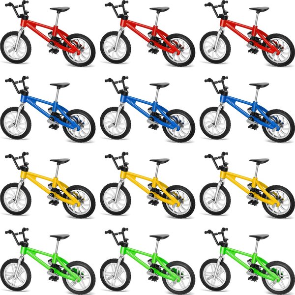 Gejoy 12 Pieces Finger Bikes Mini BMX Bike Mini Bicycle Toy Miniature Bike Figurine for Kids Adults Christmas Birthday Party Gifts Collections Decoration(Vintage Color)