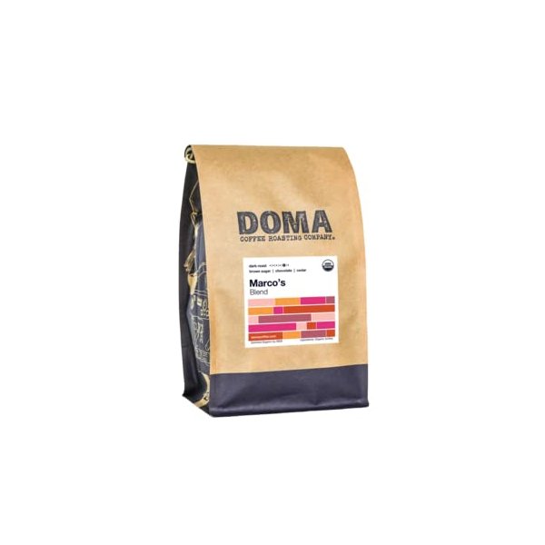Doma Coffee "Marco's Organic Blend - Espresso" Dark Roasted Fair Trade Organic Whole Bean Coffee - 2 Pound Bag