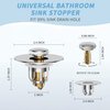 Universal 2 in 1 Bathroom Sink Stopper, Pop Up Bathroom Sink Drain Strainer with Anti-Clogging Filter Basket, Bathroom Drain Stopper Sink Plug for 1.06"-1.65" Basin Drain Holes