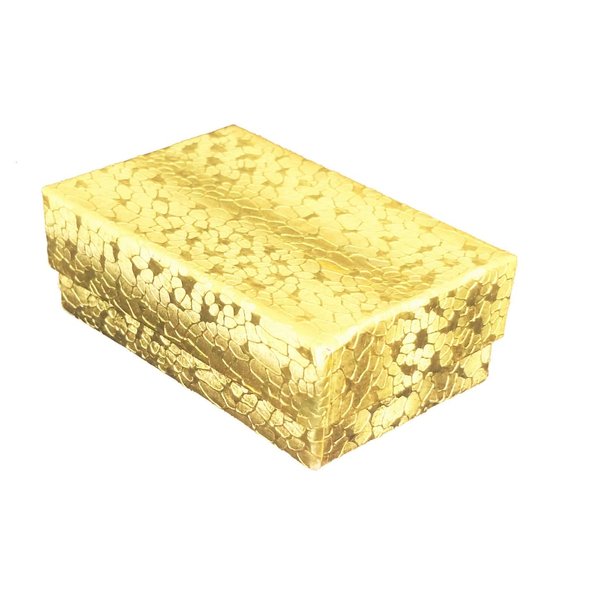 888 Display - Case of 100 Boxes of 2 1/8" x 1 5/8" x 3/4" GoldFoil Cotton Filled Jewelry Boxes