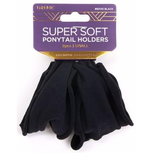 Donna Super Soft Ponytail Holder, Small 2 Psc, Premium Collection (Black) - 1 Count