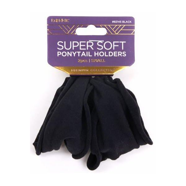Donna Super Soft Ponytail Holder, Small 2 Psc, Premium Collection (Black) - 1 Count
