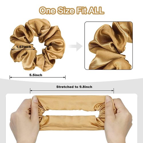 6 Pcs Hair Scrunchies for Women Solid Color Hair Ties Bands Satin Elasticity Hair Scrunchies for Women's Thick Curly Hair Ponytail Holder Silk Satin Scrunchy Hair Accessories Trendy Stuff