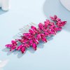 Teyglen Women Dainty Simple Full Rhinestones Bride Wedding Hair Comb Luxurious Hair Accessories Shiny Rhinestones Bridal Side Hair Combs for Women Bride Girls (Rose Red)