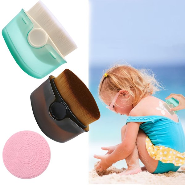 Sunscreen Applicator for Kids,2 Pcs Soft Bristle Sunscreen Brush with Protective Cover,Sunblock Applicator with Brush Cleaning Pad