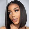 Bob Wig Human Hair 14inch HD Lace Front Wigs for Black Women Human Hair Glueless Short Human Hair Wigs for Black Women Pre Plucked Short Straight Bob Wig 180% Density (bob wig human hair, 14 Inch)
