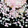 CESUSME 3D Pink White Mini Flower Bows Nail Charms Flowers Acrylic Nail Charms with Golden Round Beads Nail Gems Charms for Nail Art DIY Accessories