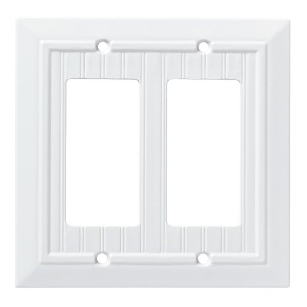 Franklin Brass Classic Beadboard Wall Plate, Pure White Double Decorator Outlet Cover, 1-Pack, W35272-PW-C