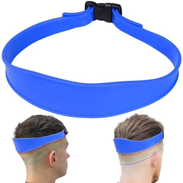 FOWSRHRG Adjustable Hair Trimming Guide, Neckline Shaving Template and Professional Hair Cutting Cape DIY Beard Shaper Inbuilt Comb's Template Haircutting System (1PCS Blue Neckline Shaving Template)