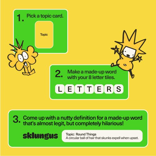 Blabbi, The Game of Made-Up Words. Viral Funny Party Word Board Game for Adults, Teens, and Kids 14+. Easy to Learn (Base Edition)