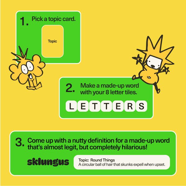 Blabbi, The Game of Made-Up Words. Viral Funny Party Word Board Game for Adults, Teens, and Kids 14+. Easy to Learn (Base Edition)