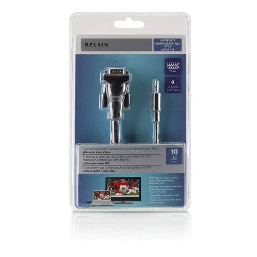 Belkin Micra Digital Laptop to TV VGA Audio Video Cable - F3S007-10 - 10 Feet