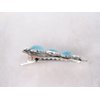 Generic Small blue stone silver metal alligator hair claw clip clamp for fine thin hair