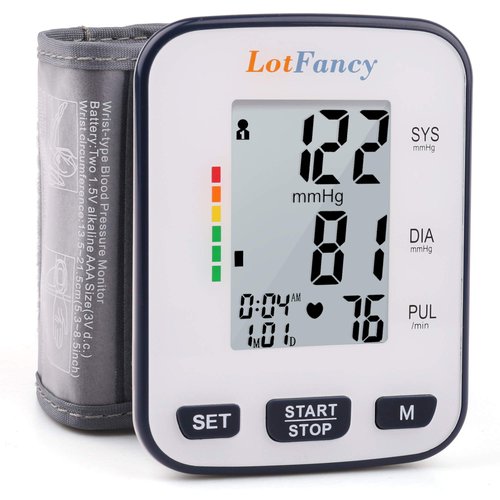 LotFancy Wrist Blood Pressure Monitor for Home Use, Blood Pressure Machine Adjustable Wrist Cuff (5.3”-8.5”) Digital BP Machine with Large LCD Display, 120 Memory with Carrying Case