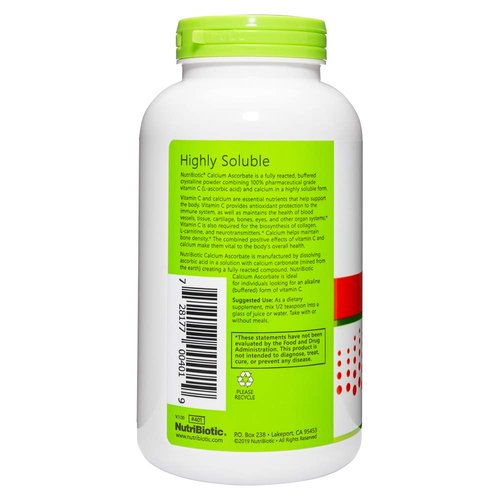 NutriBiotic - Calcium Ascorbate Vitamin C Powder, 16 Oz | Essential Antioxidant & Collagen Supplement Buffered with Calcium | Non-Acidic & Easier on Digestion than Ascorbic Acid | Gluten & GMO Free