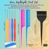 Yetene 27 Pcs Hair Coloring Kit Hair Highlight Kit, Include 6 Highlight Hair Cap for Hair Coloring 4 Hair Highlight Needle 6 Hair Dye Shawl 6 Pair Gloves 3 Dye Brush 2 Rat Tail Comb for Salon