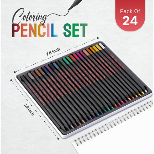 Black Widow Colored Pencils For Adult Coloring - 24 Coloring Pencils With Smooth Pigments - Best Color Pencil Set For Adult Coloring Books And Drawing