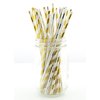 Silver & Gold Shiny Tinsel Holiday Straws (50 Pack) - Formal Christmas Party Supplies, Black Tie Event Paper Foil Straws, Gold & Silver Hollywood Parties