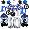 10th Birthday Decorations for Boys Girls Blue Birthday Decorations For Teenager Kids Party Supplies Including HAPPY BIRTHDAY Banner Balloons for Birthday Party Decor 10 Years Old Birthday Party
