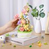 Flowers Botanical Collection Music Rotating Box Building Block with Light (575 PCS), Compatible with Lego Mother's Day, Valentine and Birthday Gifts
