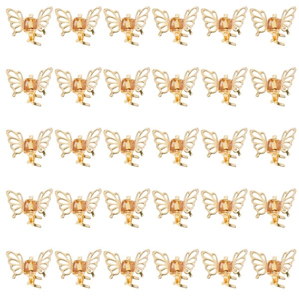 Wecoe 30 Pcs Small Gold Butterfly Hair Clips Girls Tiny Mini Claw Clips Cute Decorative Hair Clips Little Baby Toddler Kids Flower Girls Short Hair Hair Accessories for Women Girls Gifts For Her