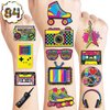 8 Sheets (84PCS) Hip Hop Temporary Tattoos 80s 90s Themed Birthday Party Decorations Supplies Favors Decor Stickers For Men Women Kids Gifts Classroom School Prizes Rewards