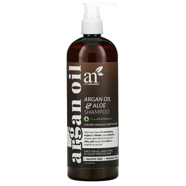 Artnaturals Moroccan Argan Oil Shampoo - (16Fl Oz) - Moisturizing, Volumizing Sulfate Free Shampoo for Women, Men and Teens - Used for Colored and All Hair Types, Anti-Aging Hair Care