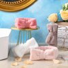 VITEVER 4 Pack Spa Headband for Washing Face, Girls Makeup Bow Tie Hair Band, Microfiber Women Headbands, Elastic Headband to Wash Face Skincare Cosmetics Shower- White, Brown, Rose Pink, Light Pink