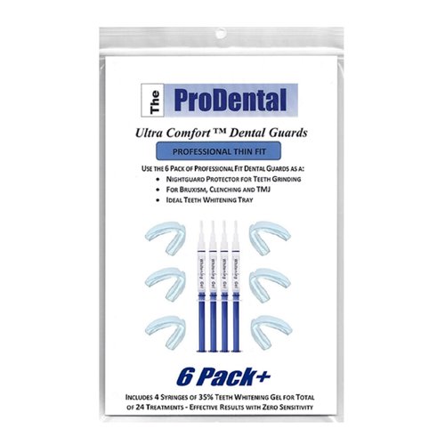 ProDental Thin & Trim Mouth Guard for Grinding Teeth – 6 Pack, USA Made | Bonus: Teeth Whitening System Included | Night Guard Stops Bruxism - Teeth Clenching | Customizable Dental Guard - No BPA