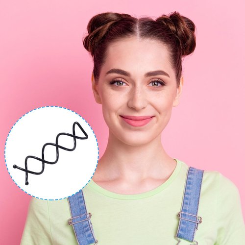 CustomyLife 15Pcs Black Spiral Hair Pins, Non-Scratch Twist Bobby Pins Round Decorative Hair Bun Clips Accessories for Women