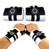 Wrist Wraps (Professional Quality) Spot Lion Fitness: Powerlifting, Bodybuilding, Weight Lifting Wrist Supports for Weight Training - White with Black Stripes