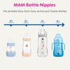 MAM Bottle Nipples Mixed Flow Pack - Medium Flow Nipple Level 2 and Fast Flow Nipple Level 3, for Newborns and Older, SkinSoft Silicone Nipples for Baby Bottles, Fits All MAM Bottles, 4 Pack