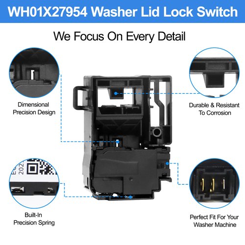 WH01X27954 Washer Lid Lock Switch Replacement for GE Hotpiont Top Load Washer,Door Lock Replacement 290D1580P004 290D1580P002 290D1580P001 WH01X26114 WH01X24114,for GE Washing Machine Parts