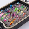BASSDASH Ice Fishing Lure Kit Glowing Paint Jigs for Winter Ice Jigging Crappie Sunfish Perch Walleye Pike with Tackle Box (BI04-24pcs assorted crappie/panfish/perch jigs)